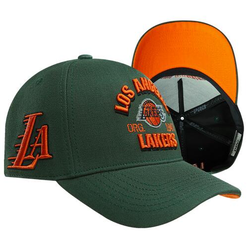 Pro Standard Mens Pro Standard Lakers Pinch Front Snapback - Mens Orange/Olive Cover