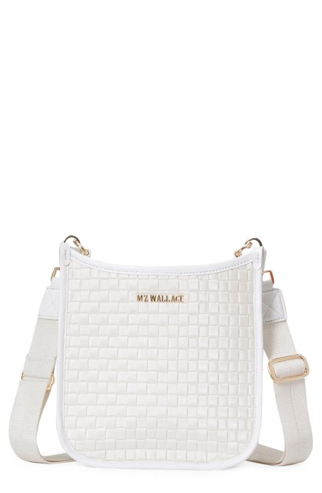 MZ Wallace Small Metro Box Woven Nylon Crossbody Bag in Pearl Metallic Cover