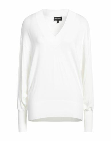 Emporio Armani Woman Sweater White Viscose, Polyester Cover