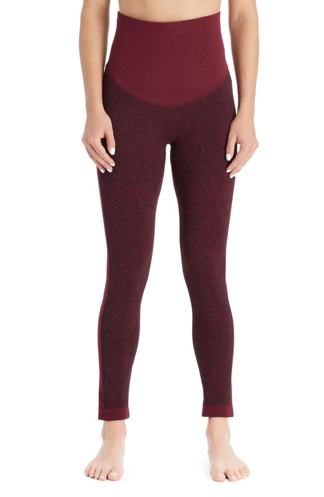 Modern Eternity Activewear Maternity Leggings in Burgundy Jacquard Cover