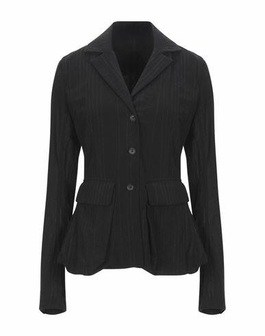 Masnada Woman Blazer Black Cotton, Linen, Wool Cover