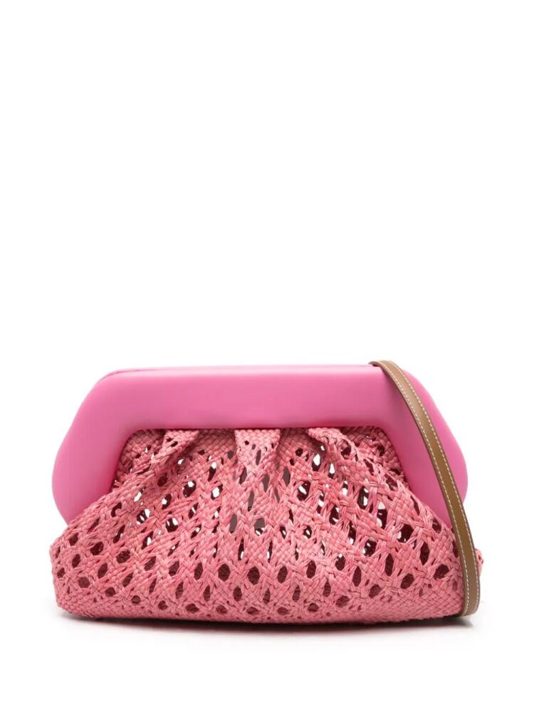 Themoirè Bios woven-raffia clutch bag - Pink Cover