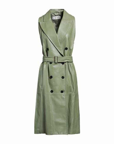 Max Mara Woman Overcoat & Trench Coat Sage green Lambskin Cover