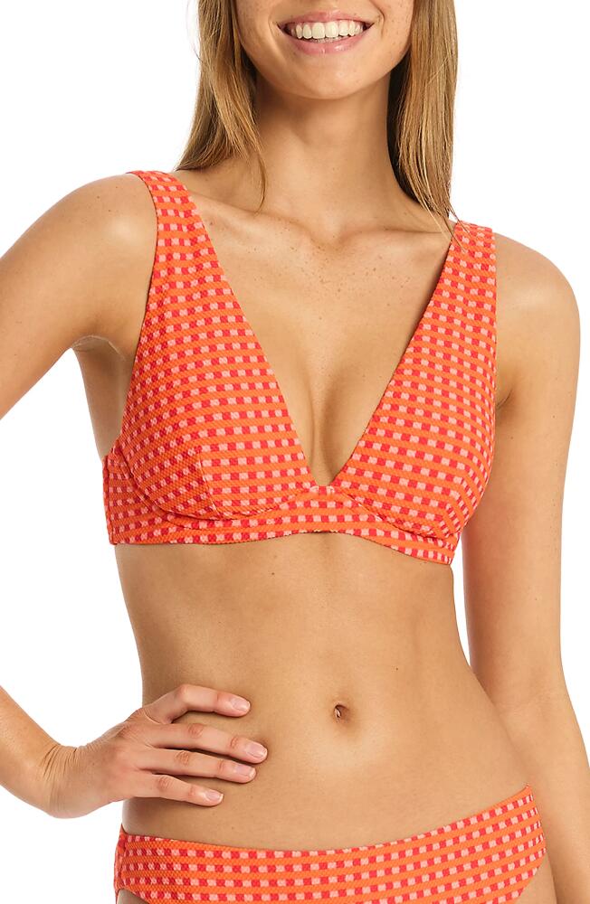 Sea Level Checkmate Longline Underwire Bikini Top in Red Cover