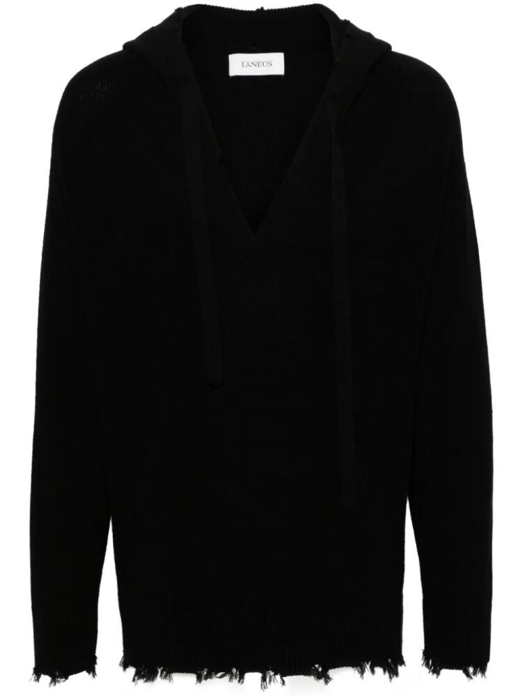 Laneus distressed knitted hoodie - Black Cover