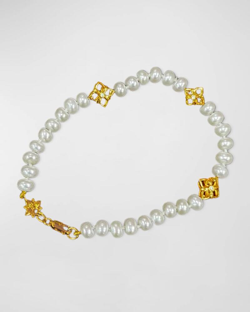 Stephen Dweck White Pearl and Diamond Bracelet in 18K Gold Cover