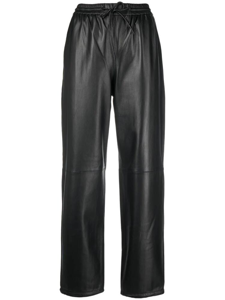 Yves Salomon straight-leg lambskin trousers - Black Cover