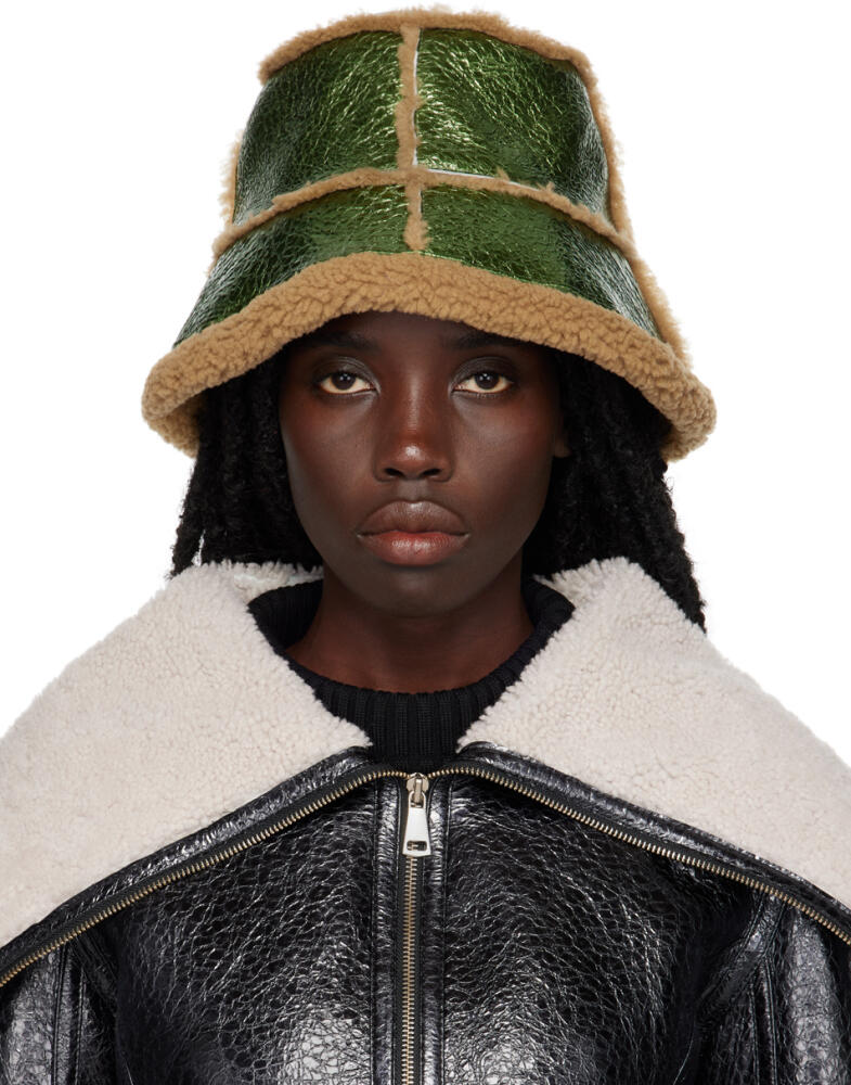 Jean Paul Gaultier Green 'The Laminated' Bucket Hat Cover