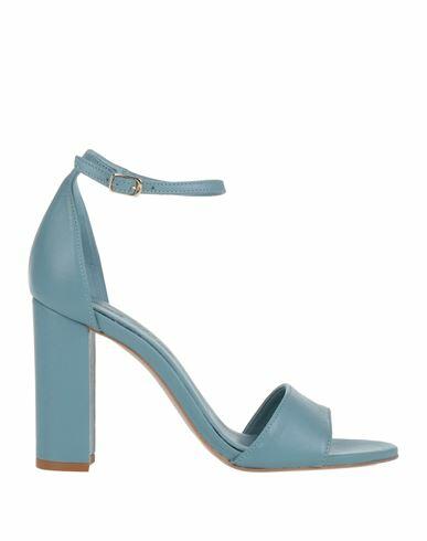 Paolo Mattei Woman Sandals Pastel blue Soft Leather Cover