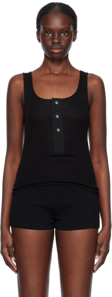 AMI Paris Black Button Tank Top Cover