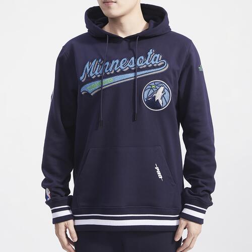 Pro Standard Timberwolves Script Fleece P/O Hoodie - Mens Navy/Navy Cover