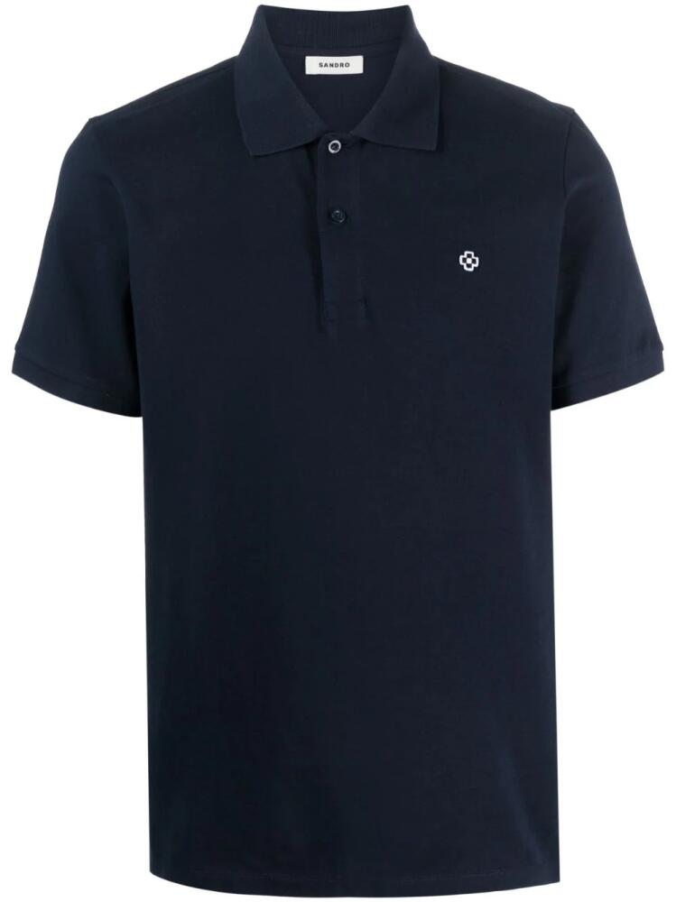 SANDRO embroidered-logo polo shirt - Blue Cover