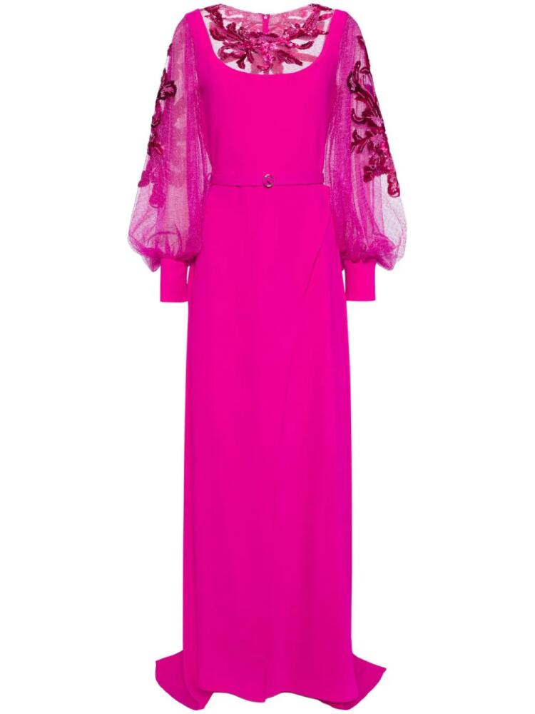 Saiid Kobeisy bead-embellished crepe gown - Pink Cover