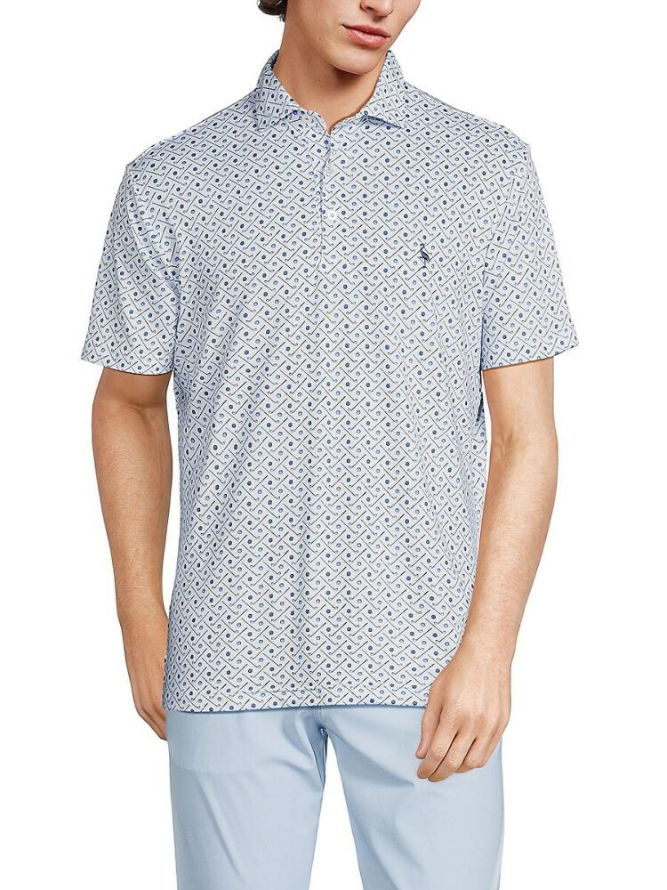 TailorByrd Men's Geometric Print Polo - Blue Cover