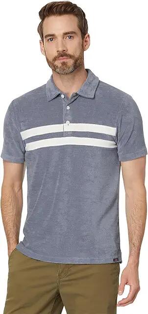 Faherty Cabana Towel Terry Surf Stripe Polo (Stormy Sky) Men's Short Sleeve Knit Cover