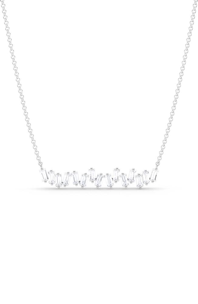 HauteCarat Baguette Lab Created Diamond Pendant Necklace in 18K White Gold Cover