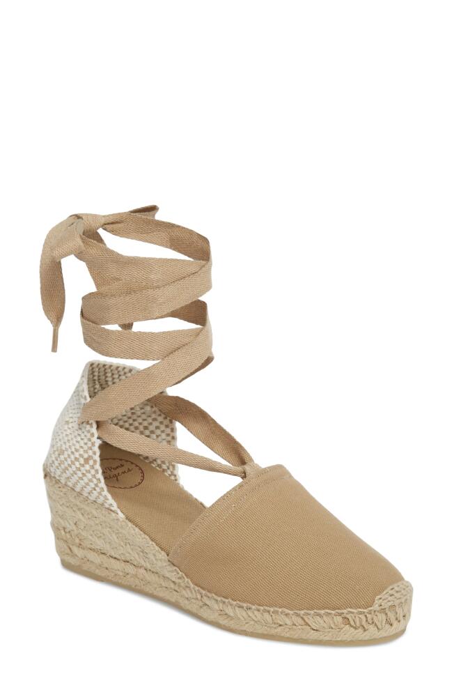 Toni Pons Valencia Wraparound Espadrille Wedge in Stone Fabric Cover