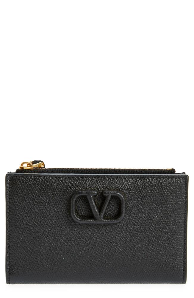 Valentino Garavani VLOGO Leather Card Case in 0No Nero Cover