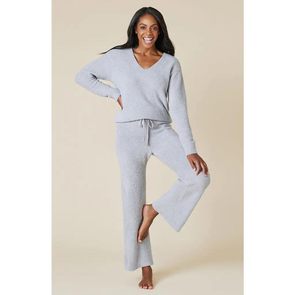 Softies Solid Marshmallow V-Neck Lounge Set in Grey Cover