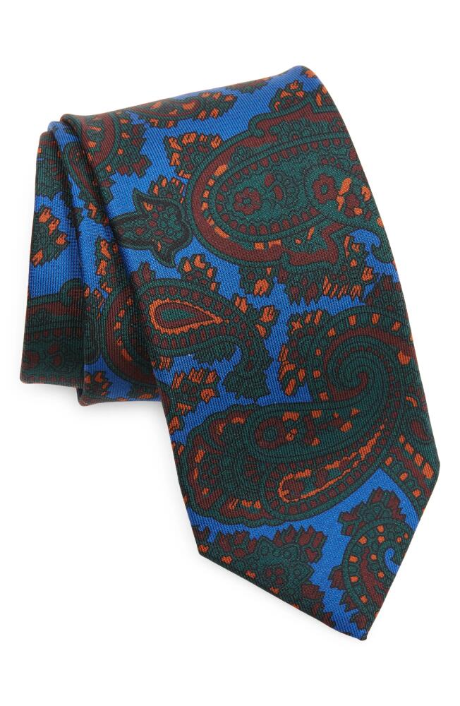 Drake's Paisley Silk Tie in Blue/Green Cover