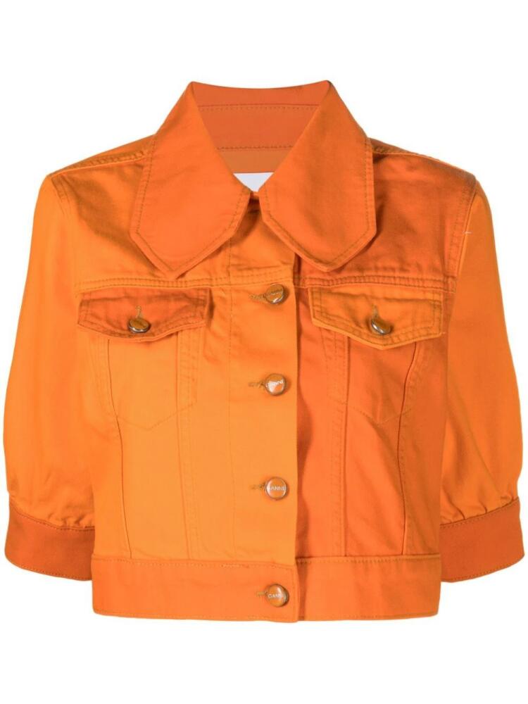 GANNI cropped short-sleeve jacket - Orange Cover