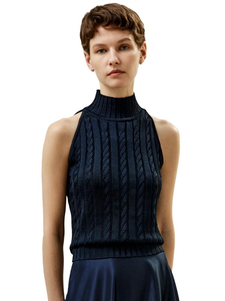 Lilysilk Wild Silk Sleeveless Sweater in Navy Blue Cover