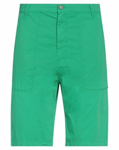 Bikkembergs Man Shorts & Bermuda Shorts Green Cotton, Elastane Cover