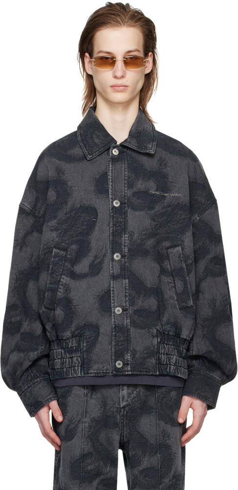 Feng Chen Wang Black Dragon Denim Jacket Cover