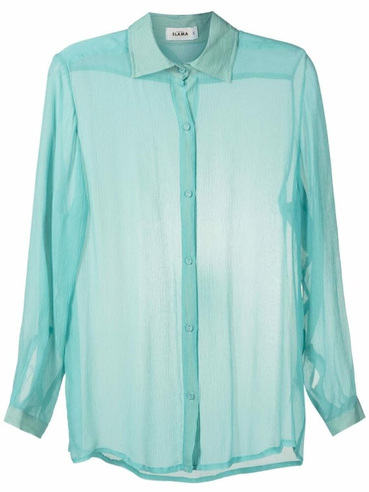 Amir Slama sheer crinkled silk shirt - Blue Cover