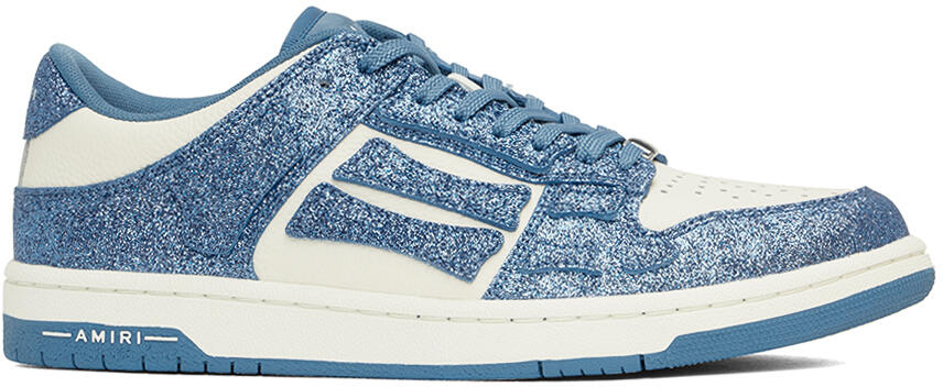 AMIRI White & Blue Shimmer Skel Top Low Sneakers Cover