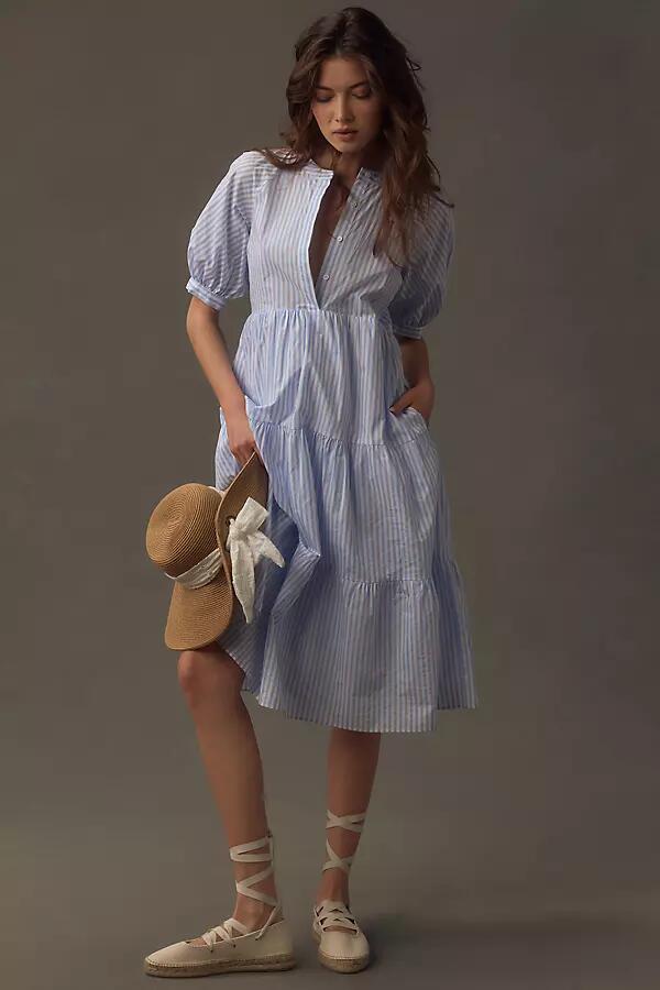 English Factory Puff-Sleeve Tiered Midi Dress Cover