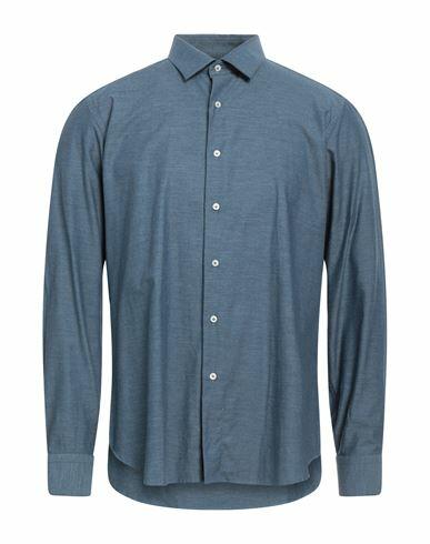 Siviglia White Man Shirt Slate blue Size 17 ½ Cotton Cover