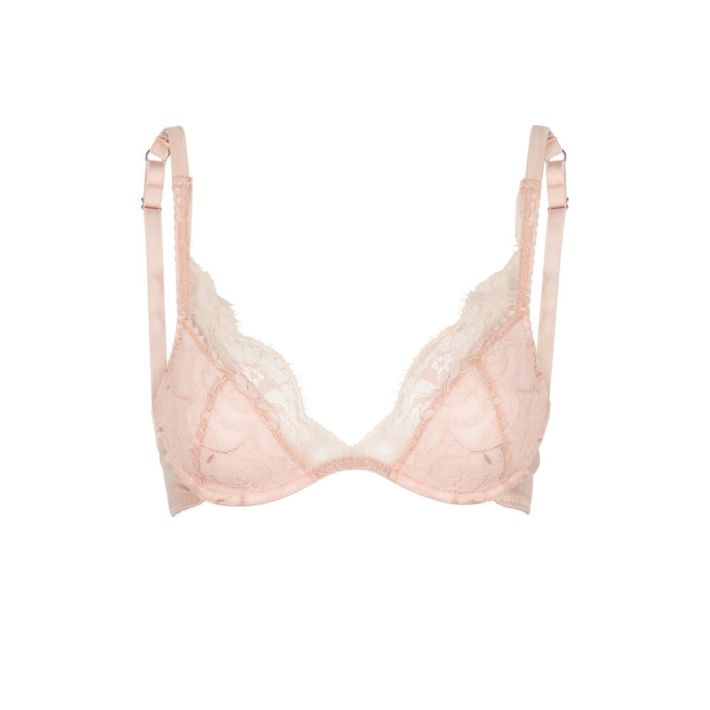 Fleur OF England Signature Silk-blend Plunge bra - Nude Cover