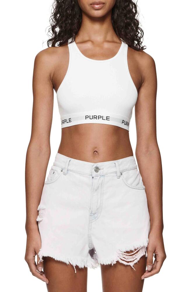 PURPLE BRAND Stretch Cotton Rib Bralette in White Cover