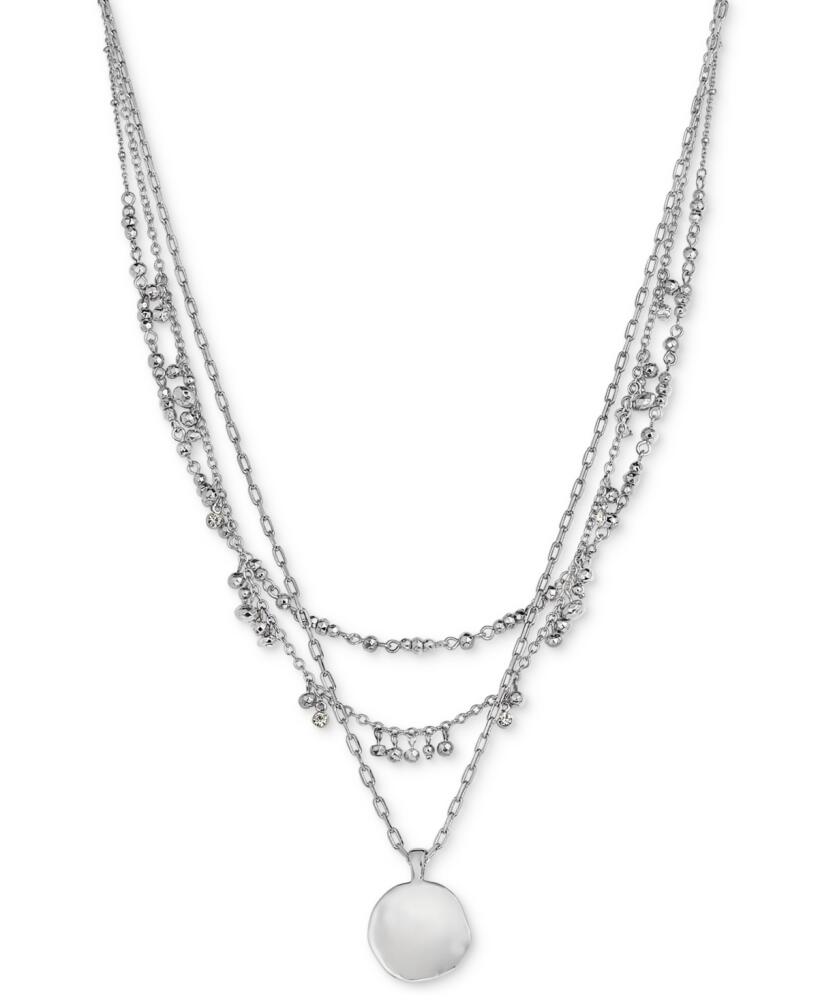 Style & Co Mixed-Metal Layered Beaded Pendant Necklace, 17" + 3" extender, Created for Macy's - Silver Cover