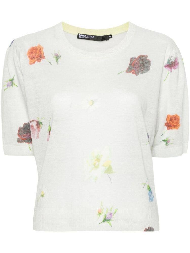 Bimba y Lola floral-print linen blouse - Grey Cover