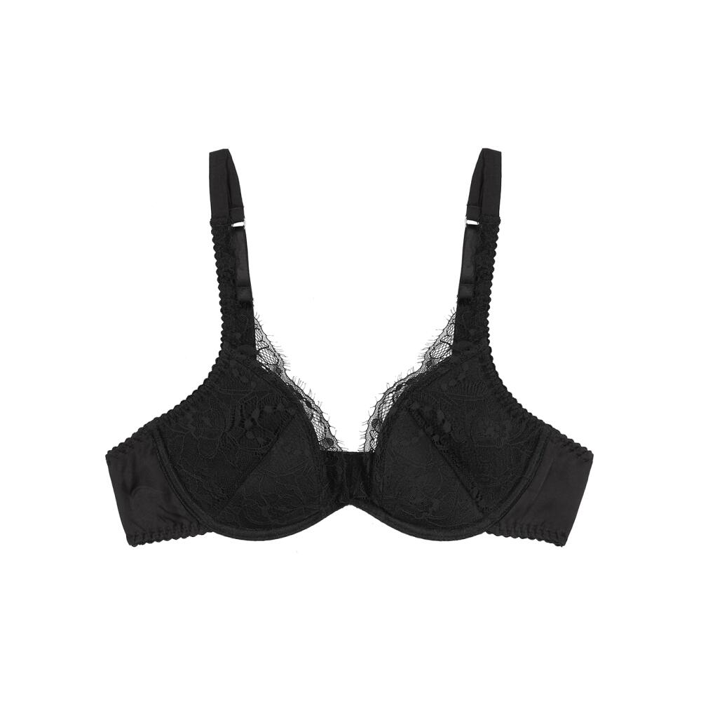 Fleur OF England Signature Silk-blend Plunge bra - Black Cover