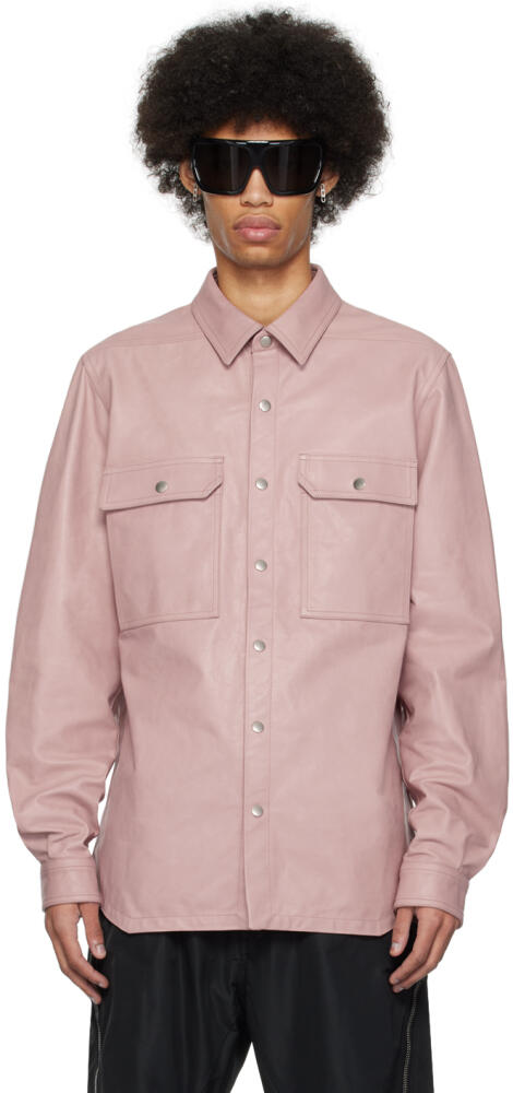 Rick Owens Pink Press-Stud Leather Shirt Cover