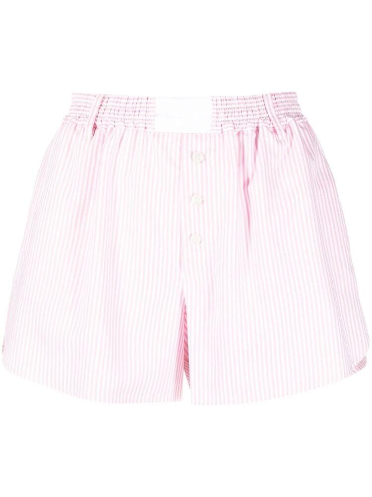 Chiara Ferragni stripe-print button shorts - Pink Cover