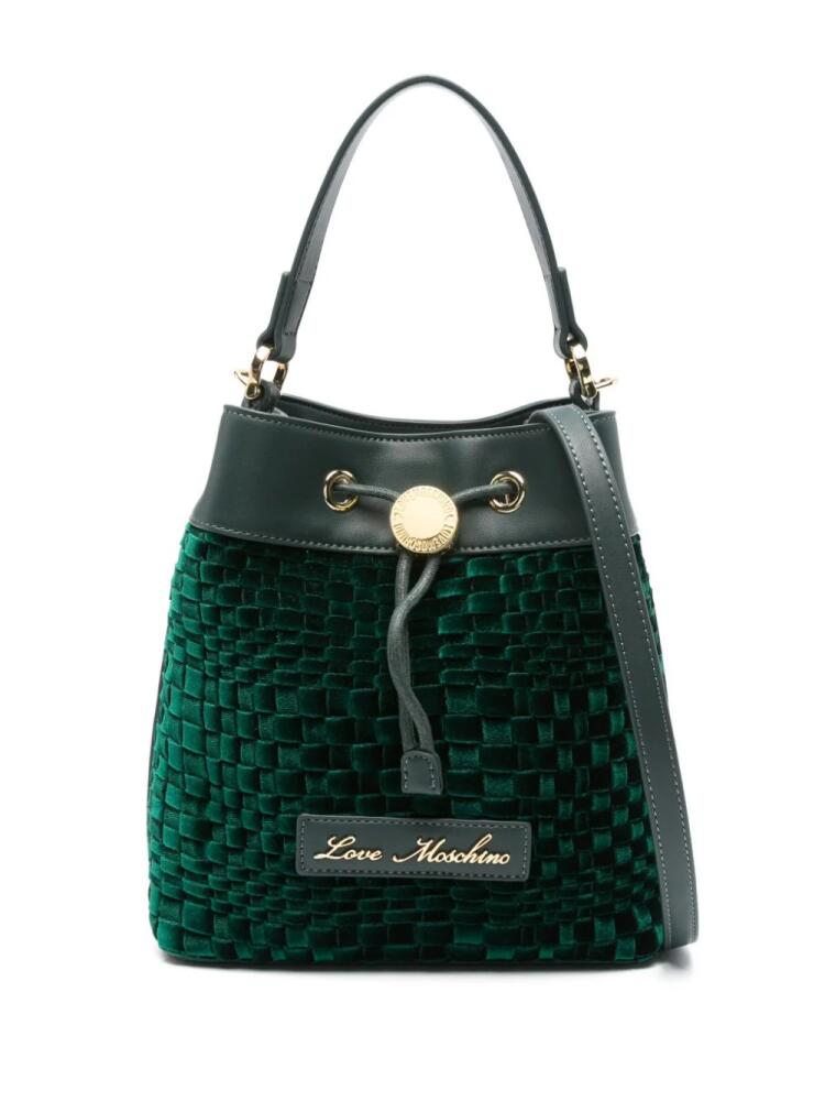 Love Moschino logo-plaque bucket bag - Green Cover