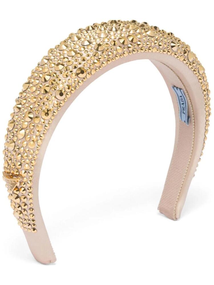 Prada crystal-embellished satin headband - Gold Cover