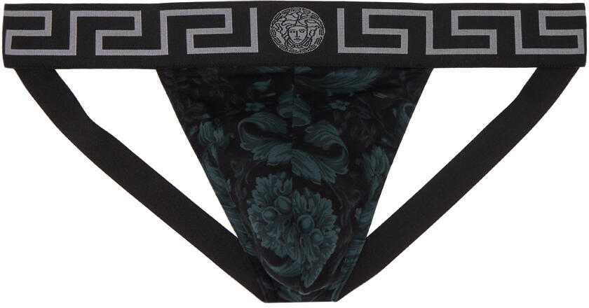 Versace Underwear Black Barocco Jockstrap Cover