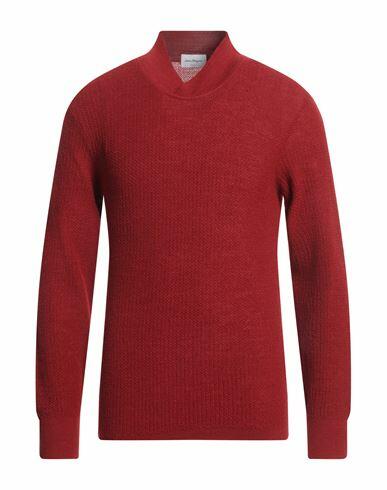 Ferragamo Man Sweater Brick red Alpaca wool, Silk Cover