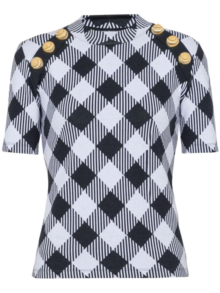 Balmain Gingham T-shirt - Black Cover