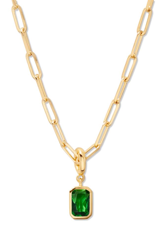 Brook and York Mackenzie Birthstone Paper Clip Chain Pendant Necklace in Gold - May Cover