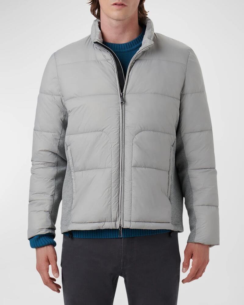 Bugatchi Men's Quilted Bomber Jacket with Stowaway Hood Cover