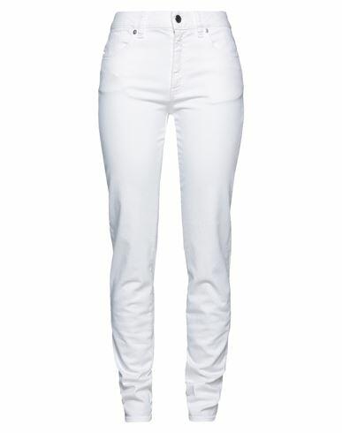 Just Cavalli Woman Jeans White Cotton, Elastane, Bovine leather, Polyester Cover