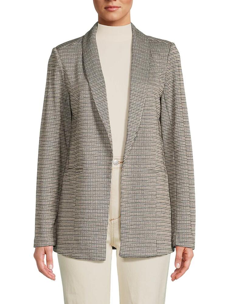 Saks Fifth Avenue Women's Shawl Collar Houndstooth Blazer - Camel Multi Cover