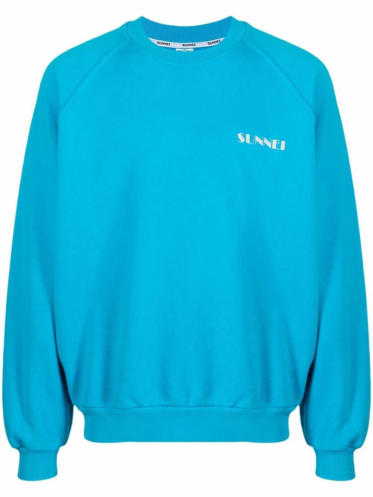 Sunnei logo-print crew-neck sweatshirt - Blue Cover