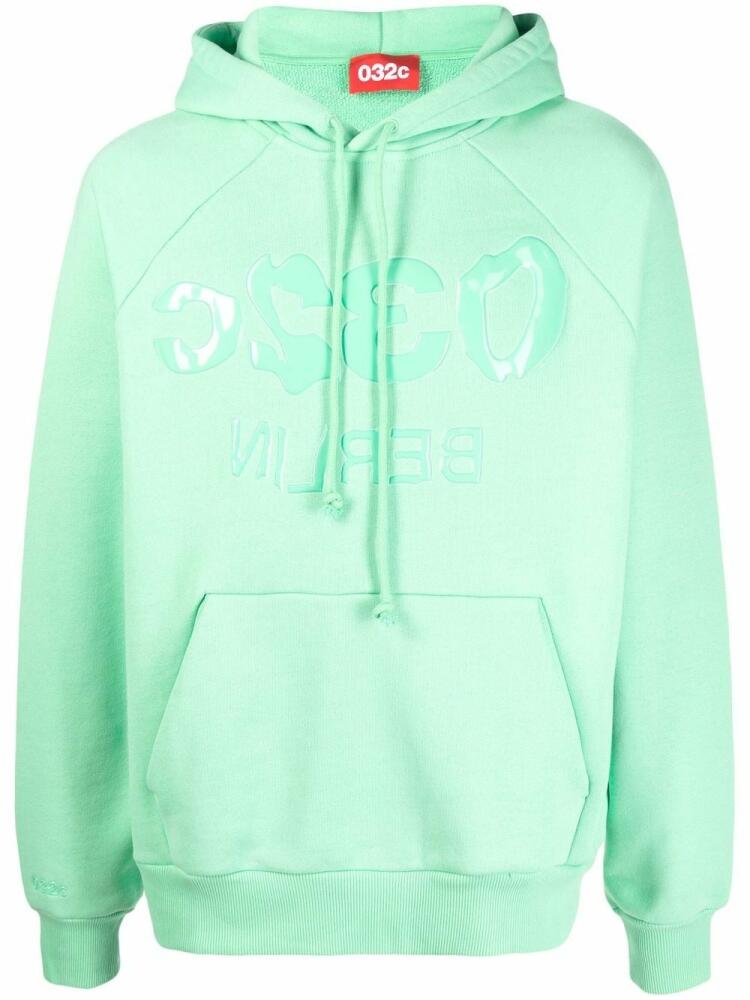 032c logo-print pullover hoodie - Green Cover